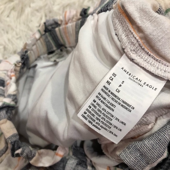 American Eagle Linen Striped Button Paper bag Shorts multicolor size small - Picture 4 of 7